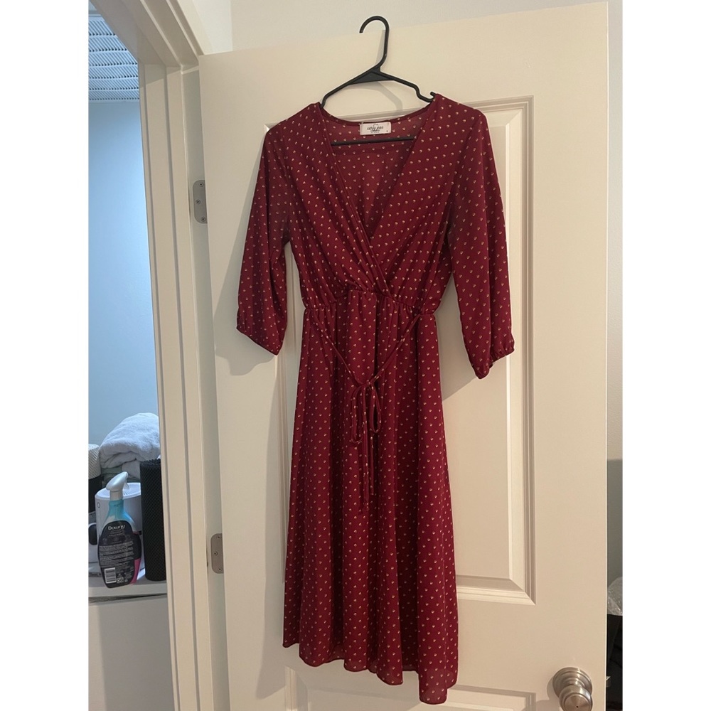 CJLA Red Floral Wrap Dress